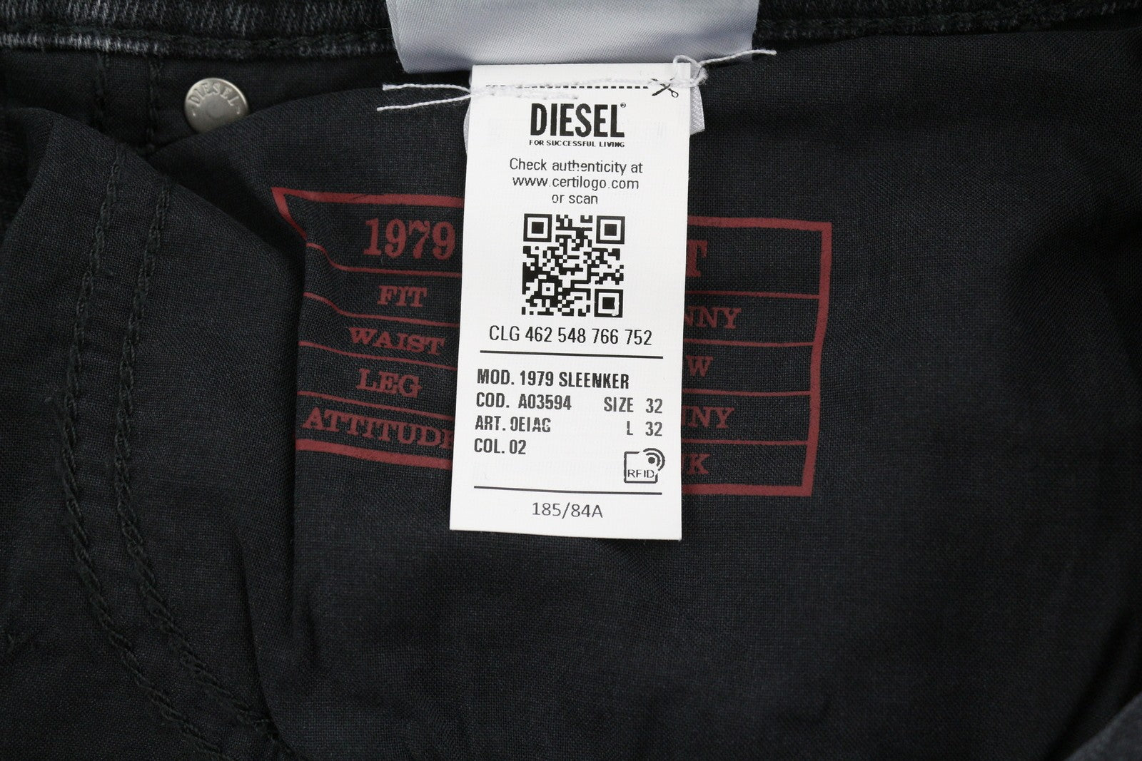 DIESEL 1979 Sleenker 0EIAG Men Jeans W32/L32 Skinny Fit Low Waist Washed Denim