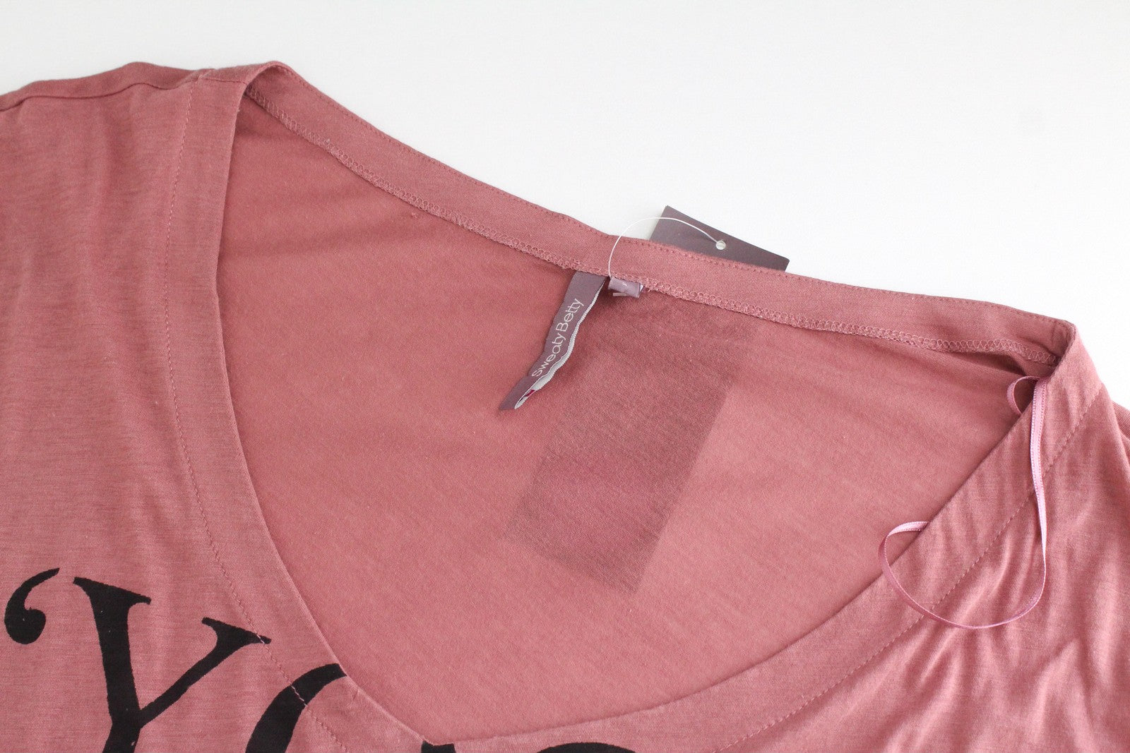 SWEATY BETTY Boyfriend Tee Women's S Pink Cotton Slogan Short Sleeve T-Shirt