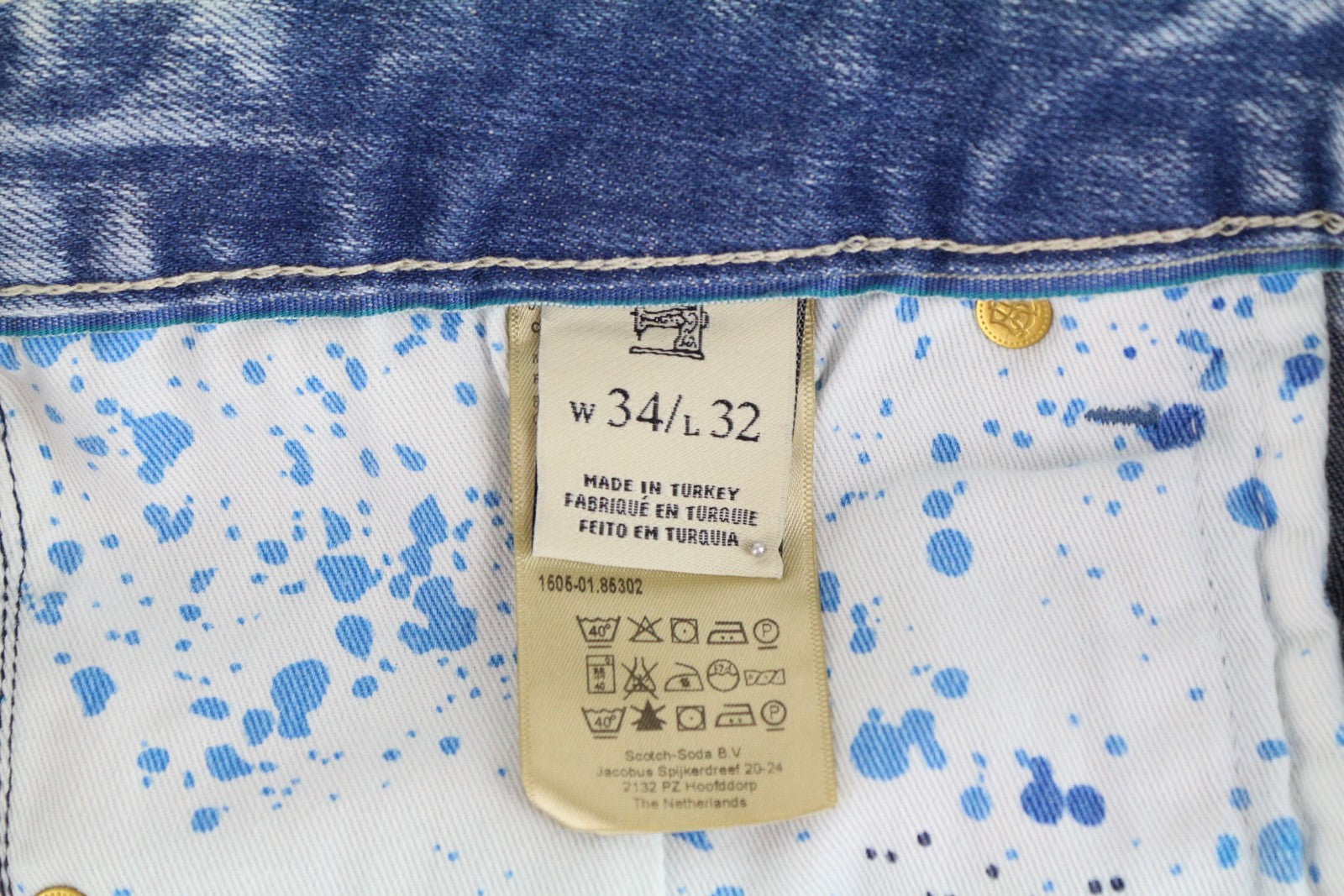 SCOTCH & SODA Skim Men's Blue Skinny Jeans W34 L32 Stretch Denim Washed Cotton