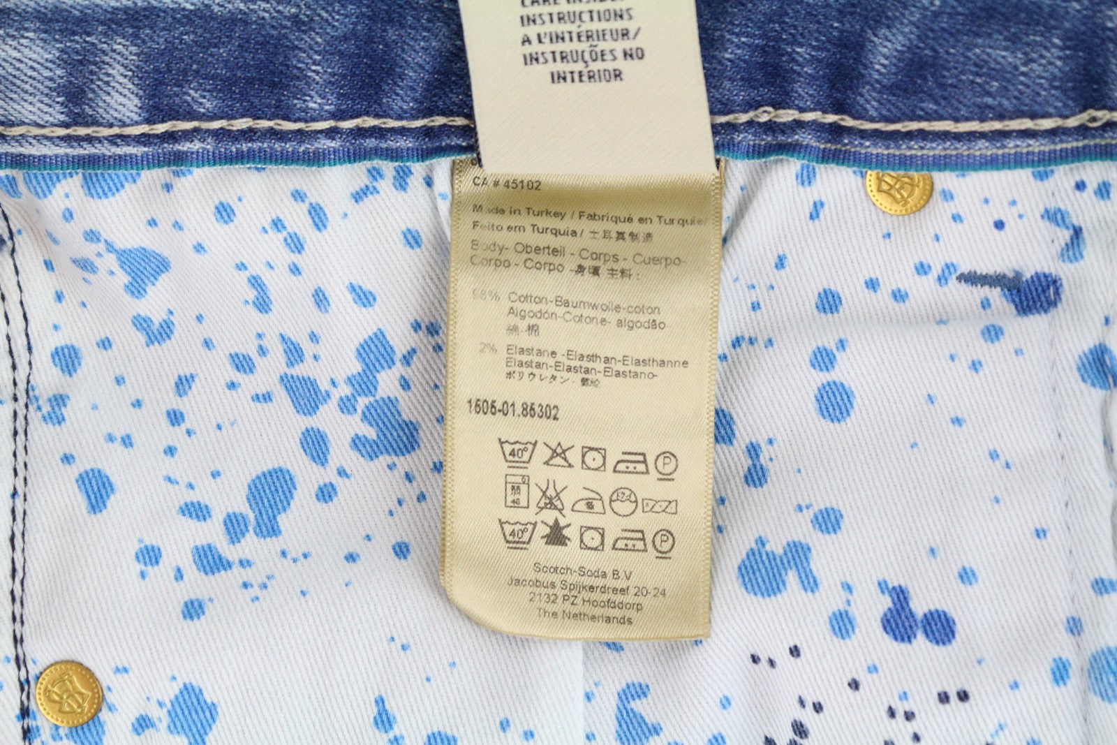 SCOTCH & SODA Skim Men's Blue Skinny Jeans W34 L32 Stretch Denim Washed Cotton