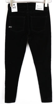 DENHAM Spray Women's Trousers W23/L28 Super Tight Black Cotton Stretch Velvet