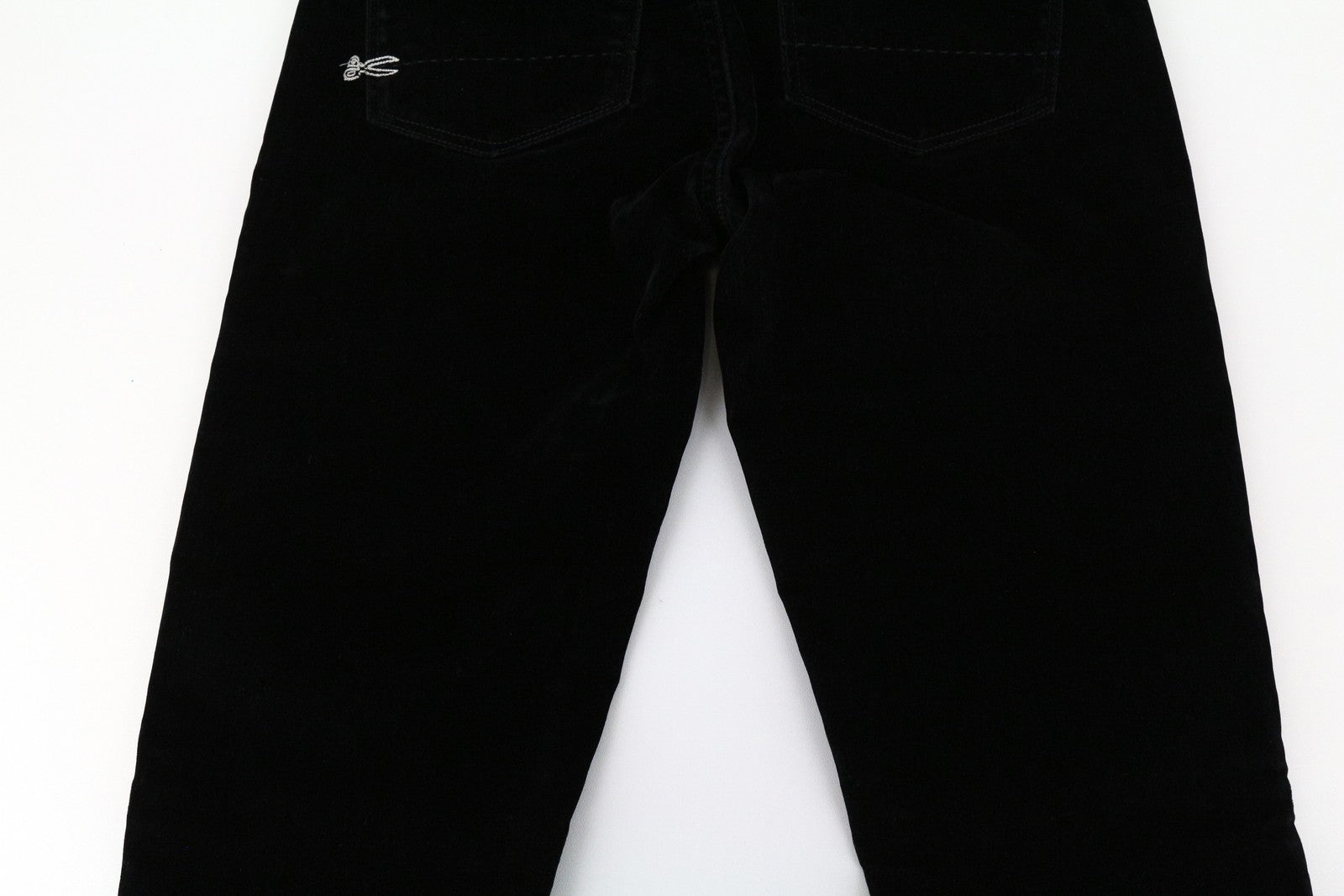 DENHAM Spray Women's Trousers W23/L28 Super Tight Black Cotton Stretch Velvet