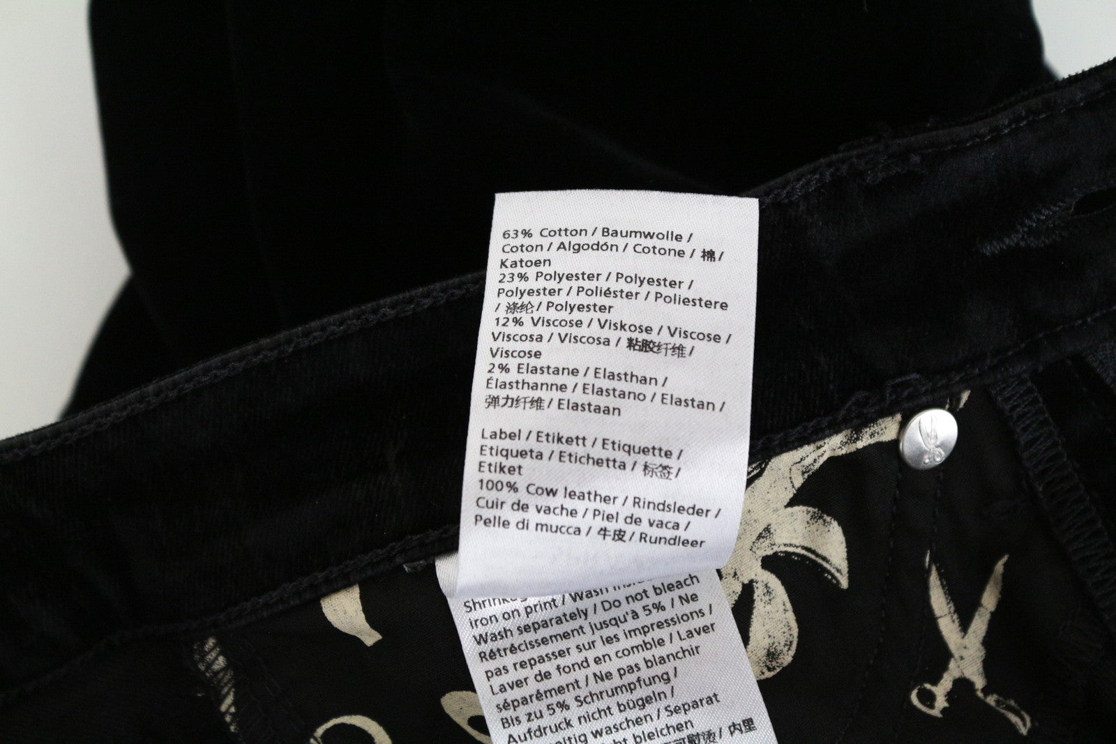 DENHAM Spray Women's Trousers W23/L28 Super Tight Black Cotton Stretch Velvet