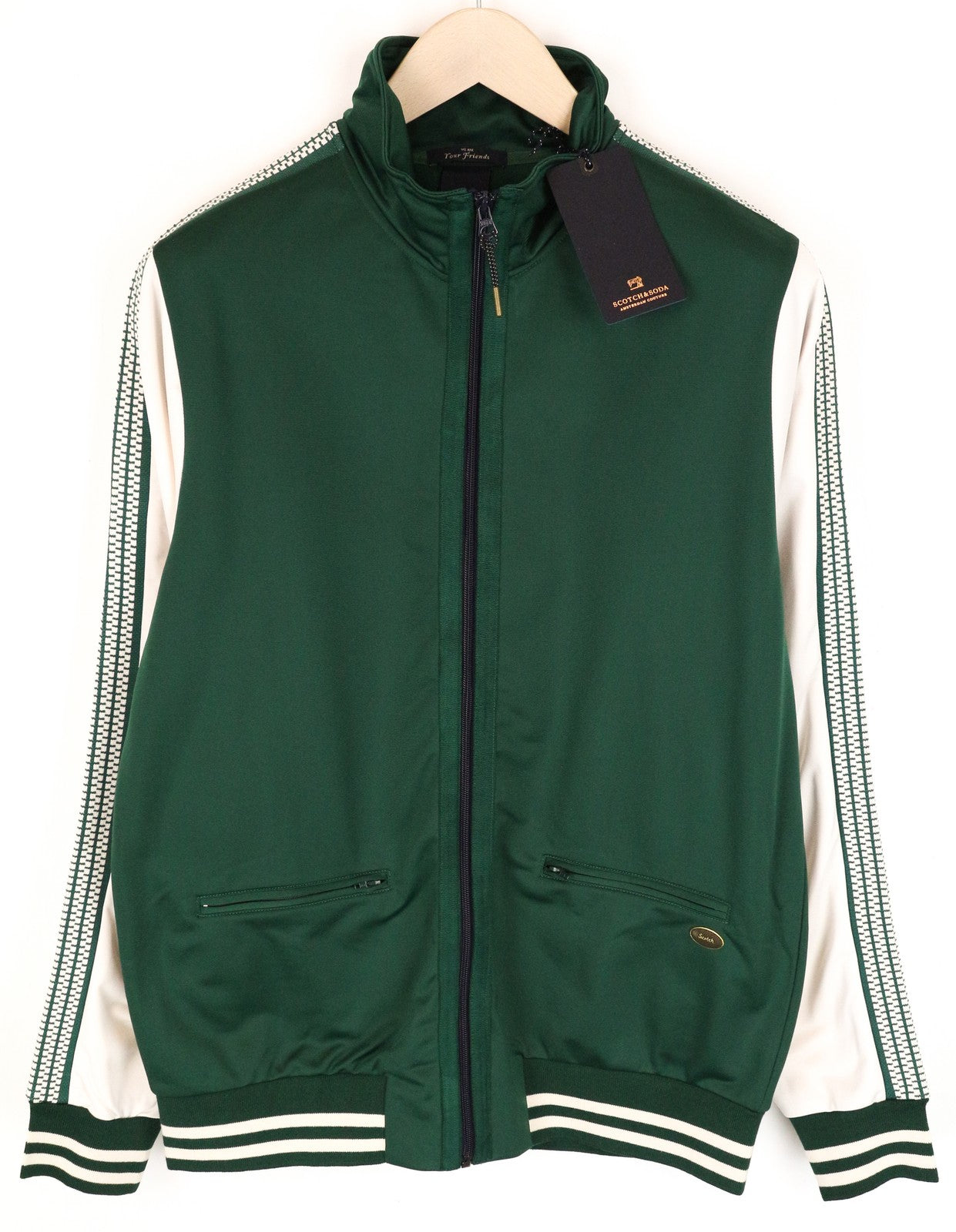 SCOTCH & SODA Men's Sweatshirt XL Green High Neck Tracksuit Classic Style