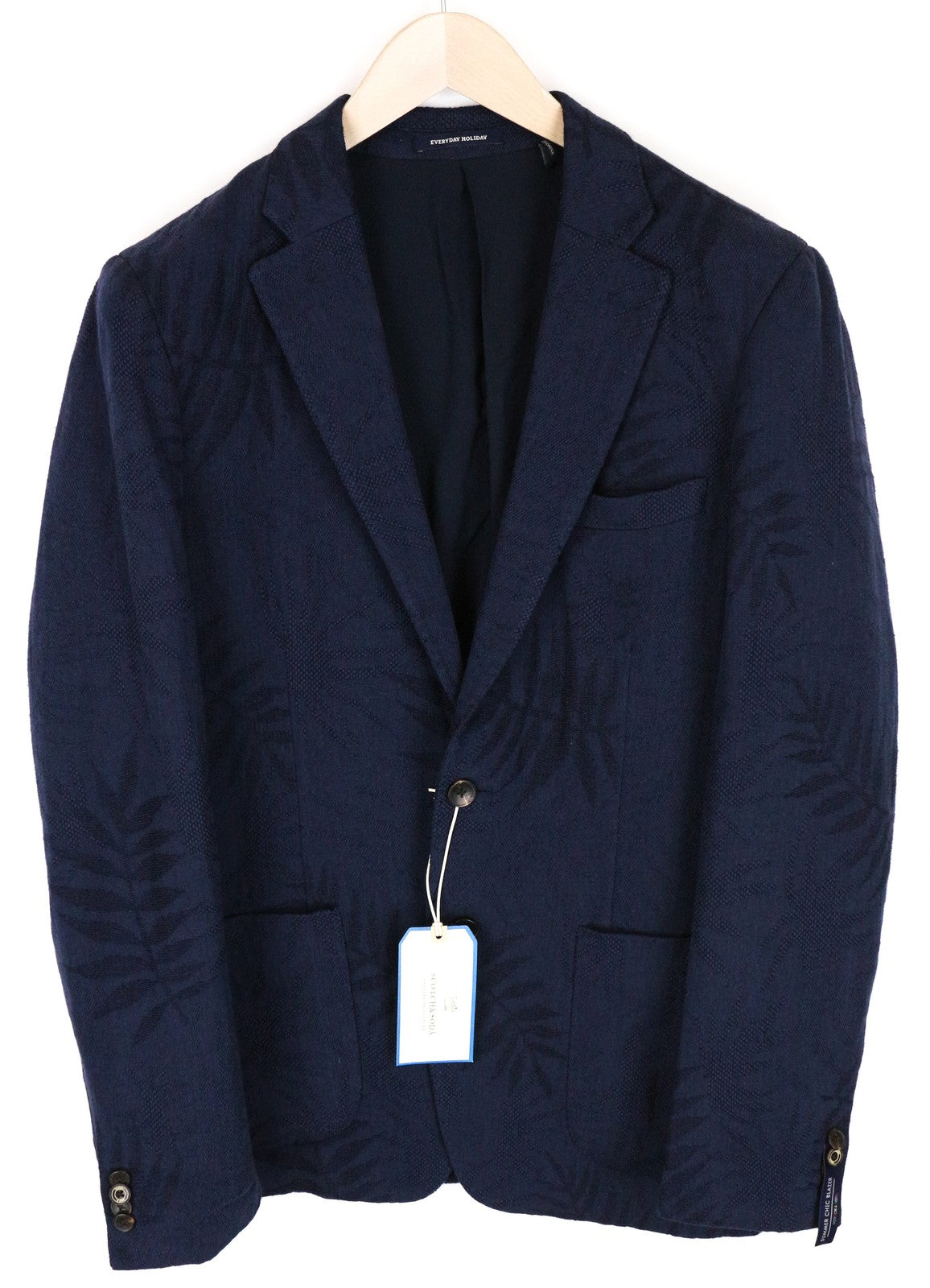 SCOTCH & SODA Men's Blazer L Slim Fit Navy Linen Melange Summer Classic
