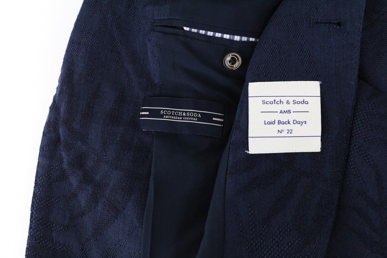 SCOTCH & SODA Men's Blazer L Slim Fit Navy Linen Melange Summer Classic