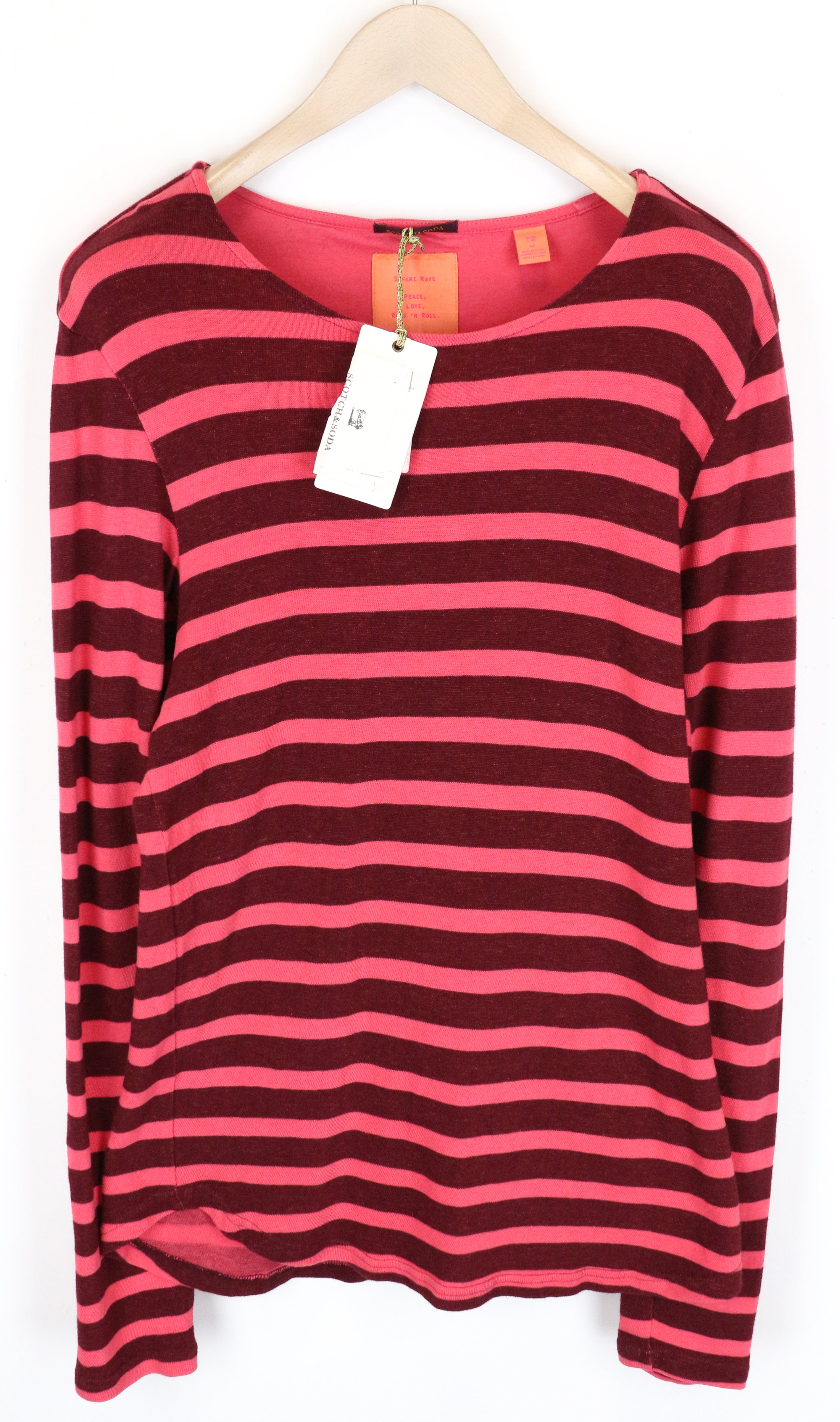 SCOTCH & SODA Ams Couture Men's Pullover Sweatshirt M Pink Cotton Striped