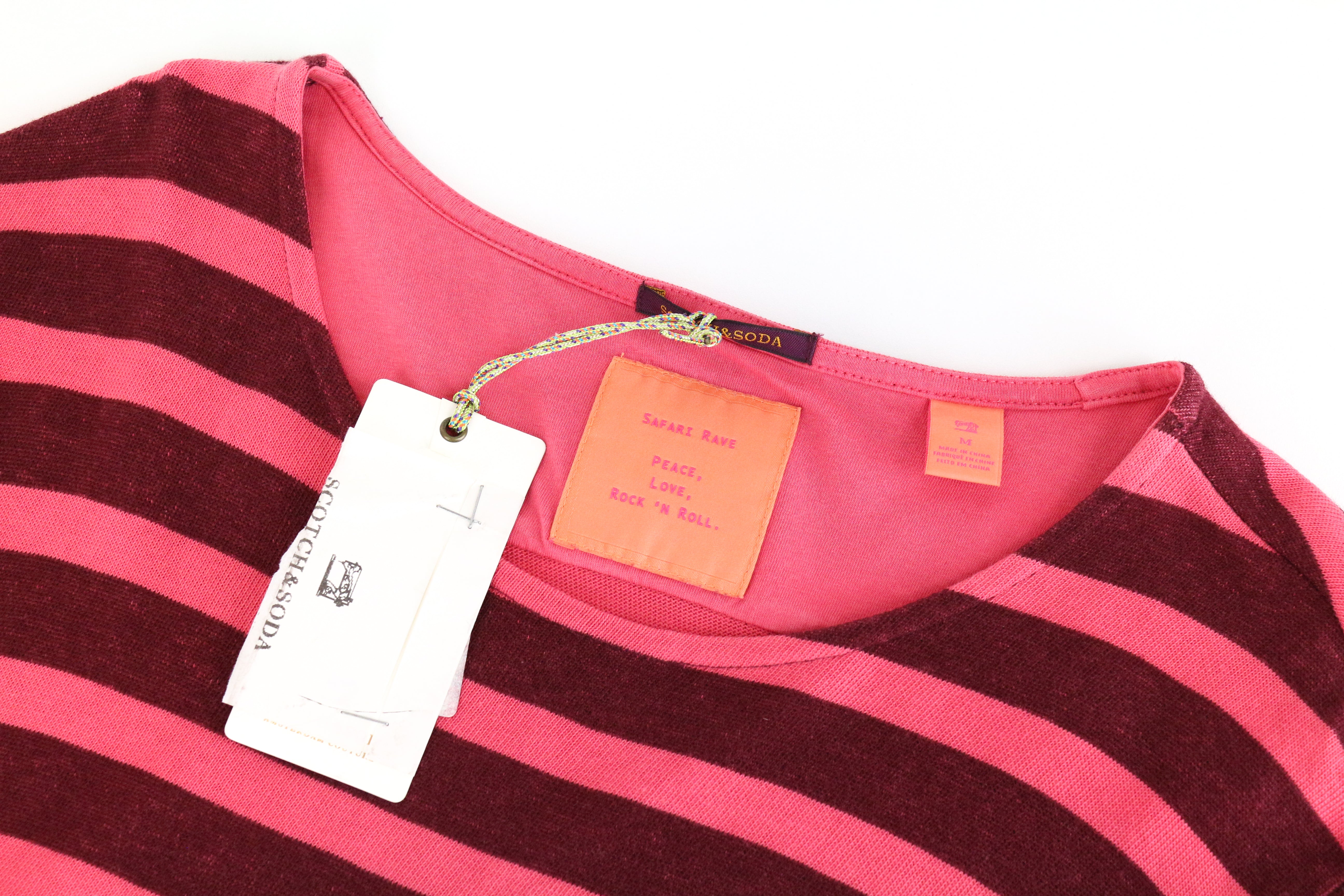SCOTCH & SODA Ams Couture Men's Pullover Sweatshirt M Pink Cotton Striped