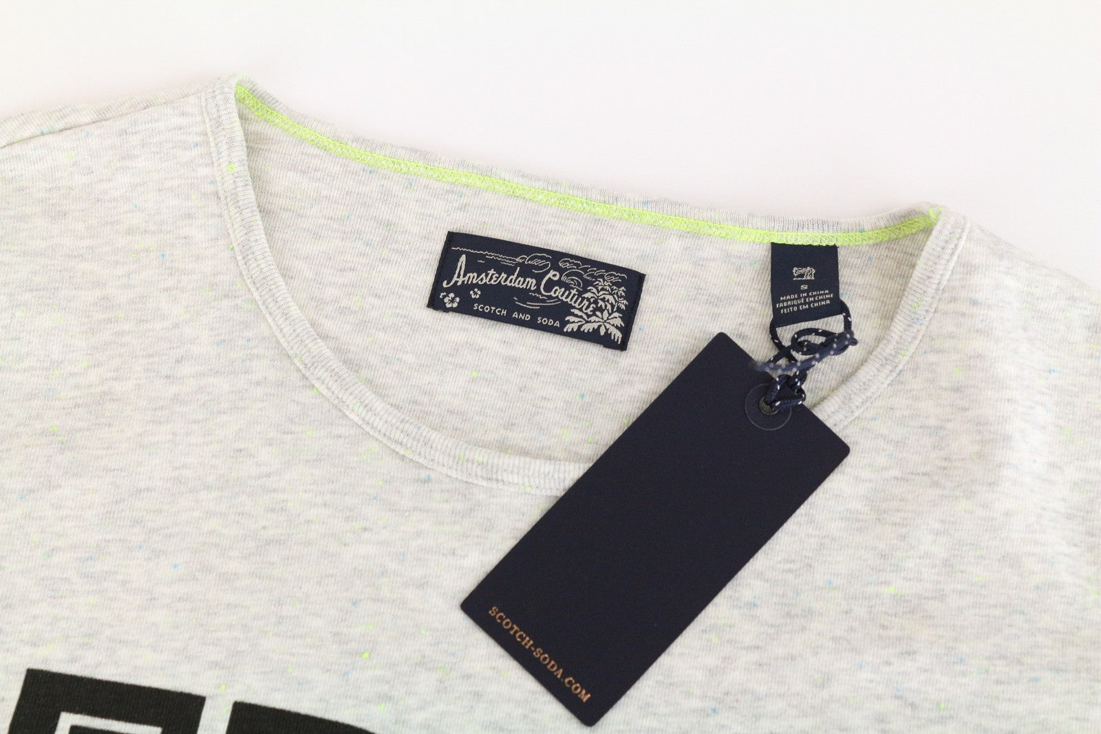 SCOTCH & SODA Ams Couture Men's Logo Sweatshirt S Grey Cotton Blend Pullover