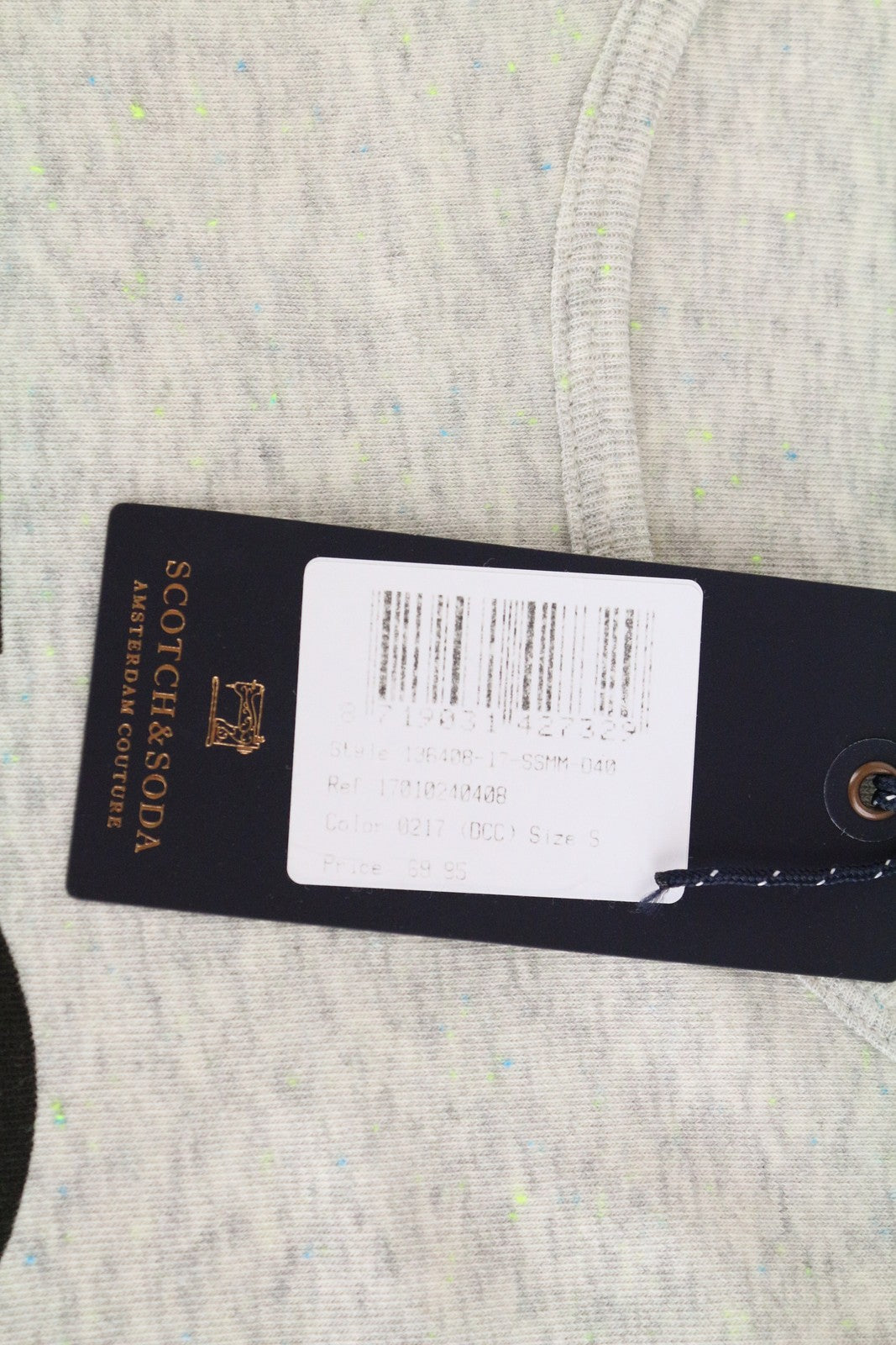 SCOTCH & SODA Ams Couture Men's Logo Sweatshirt S Grey Cotton Blend Pullover