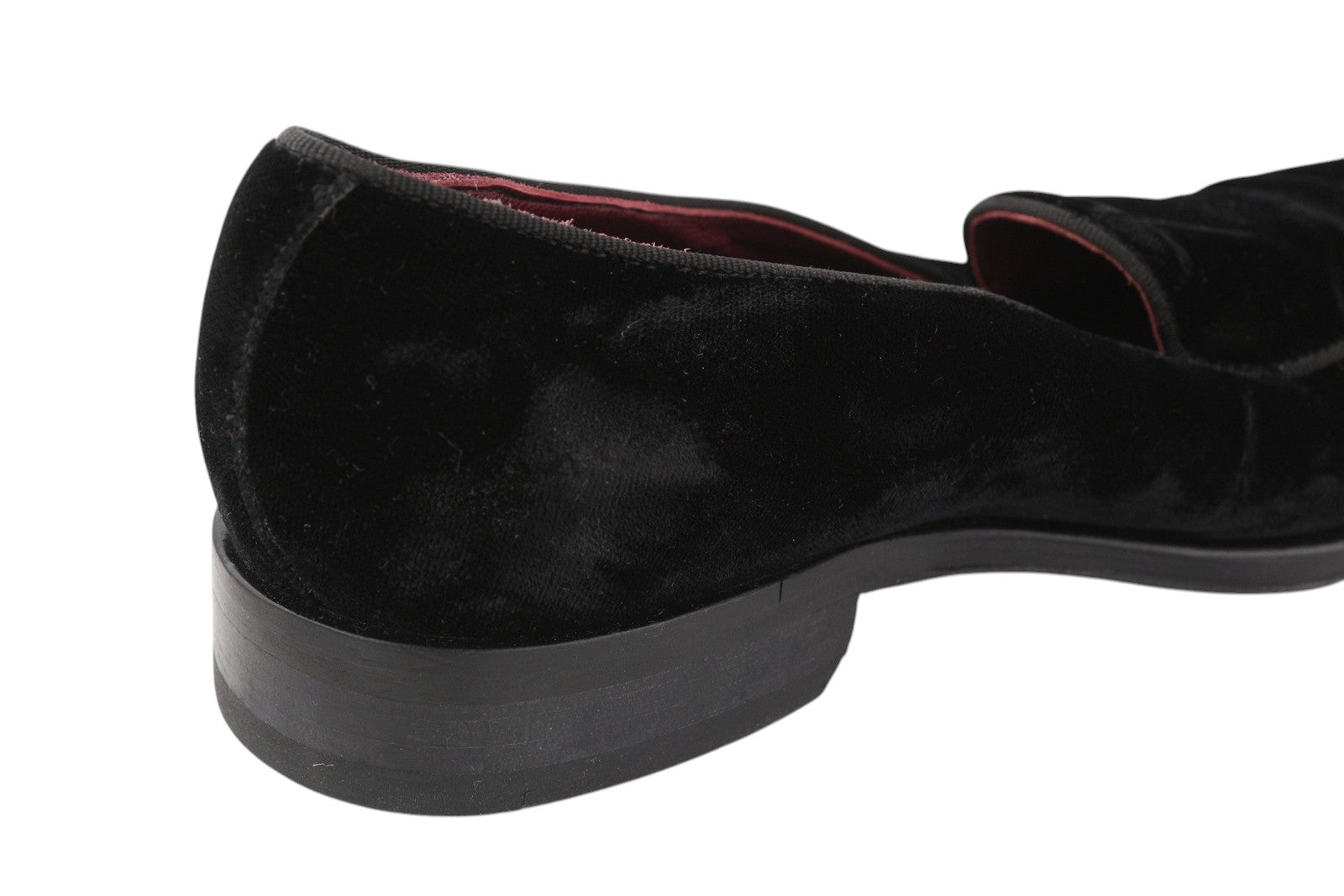 SUITSUPPLY Men Formal Shoes EU39 Black Velour Almond Toe Slip On Leather Logo