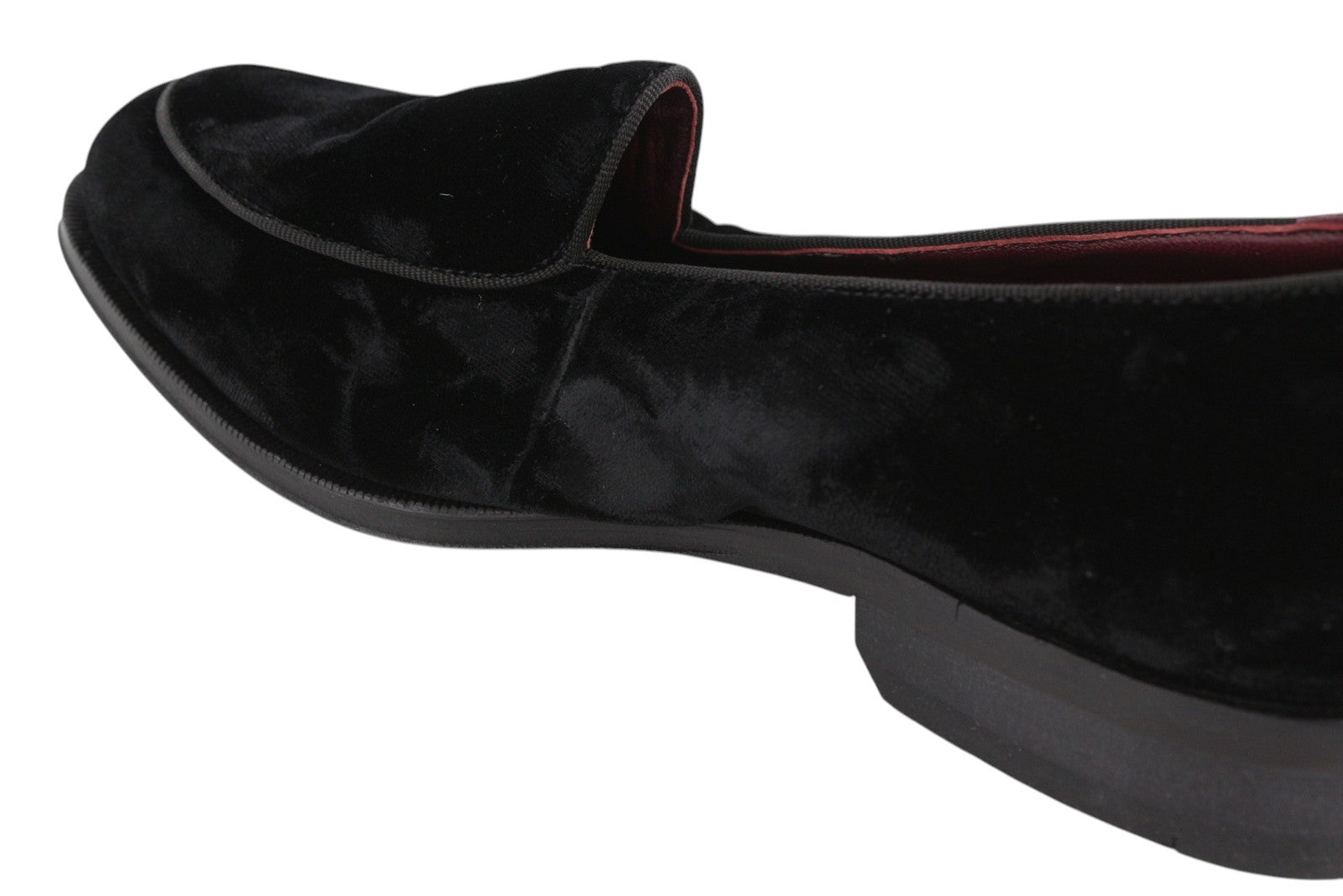 SUITSUPPLY Men Formal Shoes EU39 Black Velour Almond Toe Slip On Leather Logo