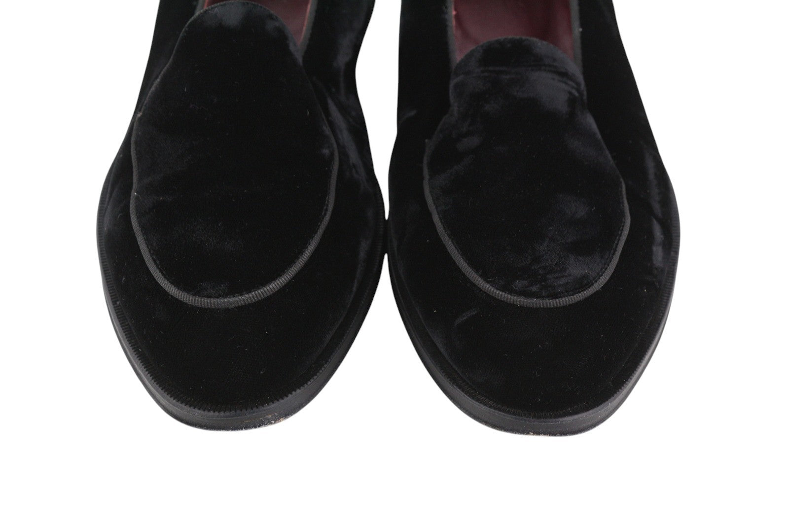 SUITSUPPLY Men Formal Shoes EU39 Black Velour Almond Toe Slip On Leather Logo