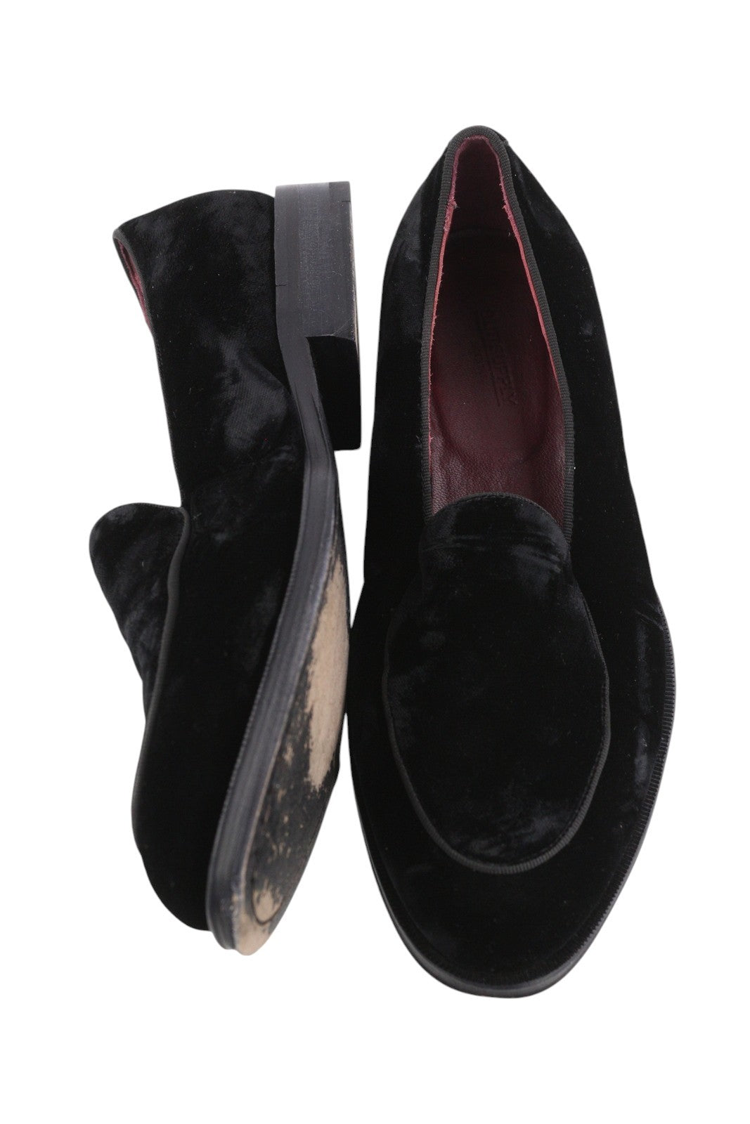 SUITSUPPLY Men Formal Shoes EU39 Black Velour Almond Toe Slip On Leather Logo