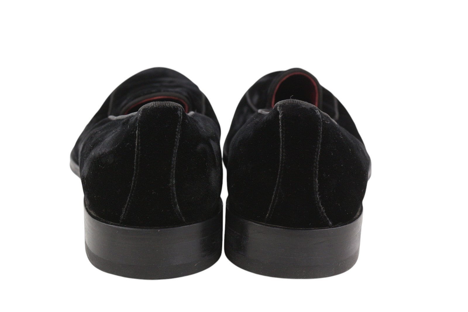 SUITSUPPLY Men Formal Shoes EU39 Black Velour Almond Toe Slip On Leather Logo