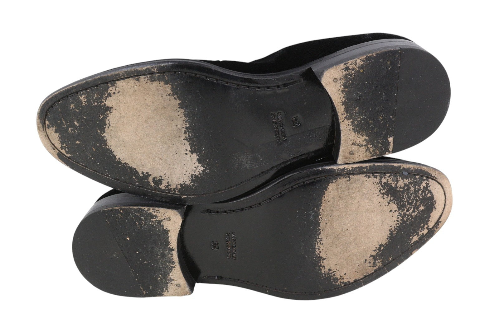 SUITSUPPLY Men Formal Shoes EU39 Black Velour Almond Toe Slip On Leather Logo