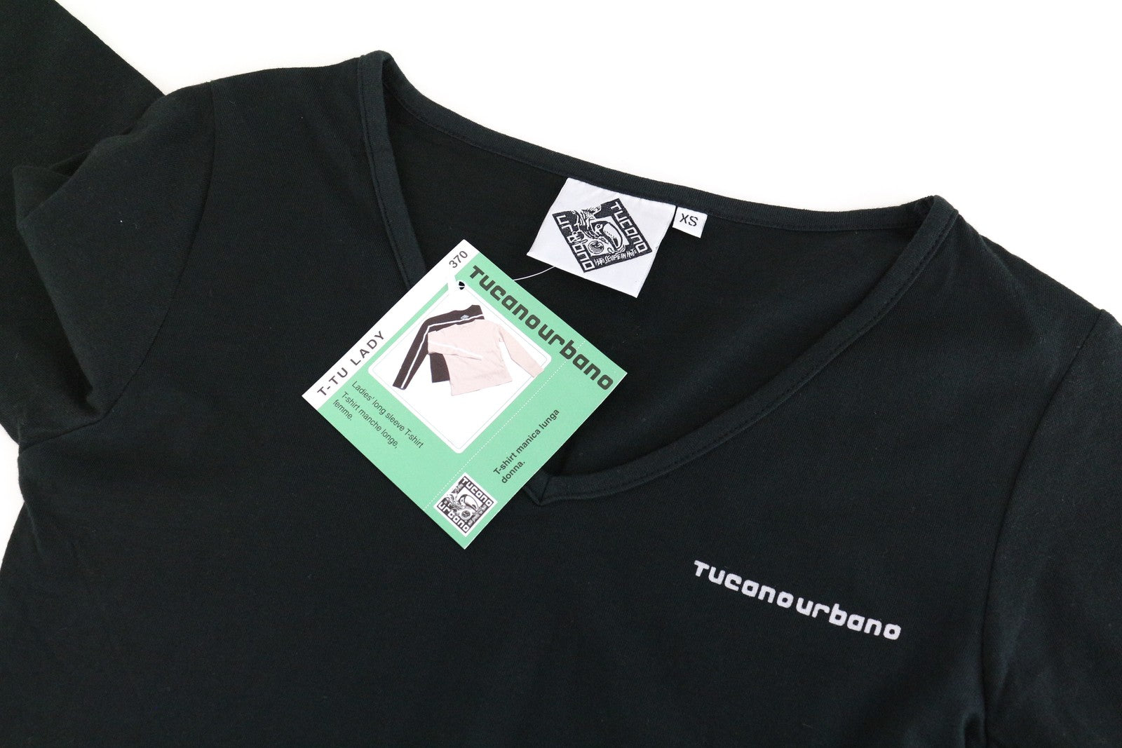 TUCANO URBANO T-Tu Lady Women's V-neck Black Cotton Pullover Tee XS