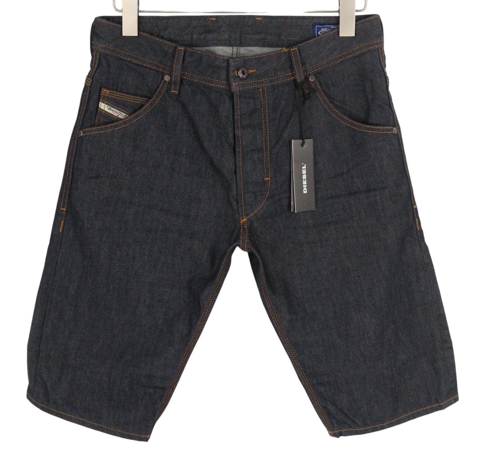 DIESEL Kroshort R8E50 Men Shorts W29 Denim Dark Blue Rigid Button Fly Casual