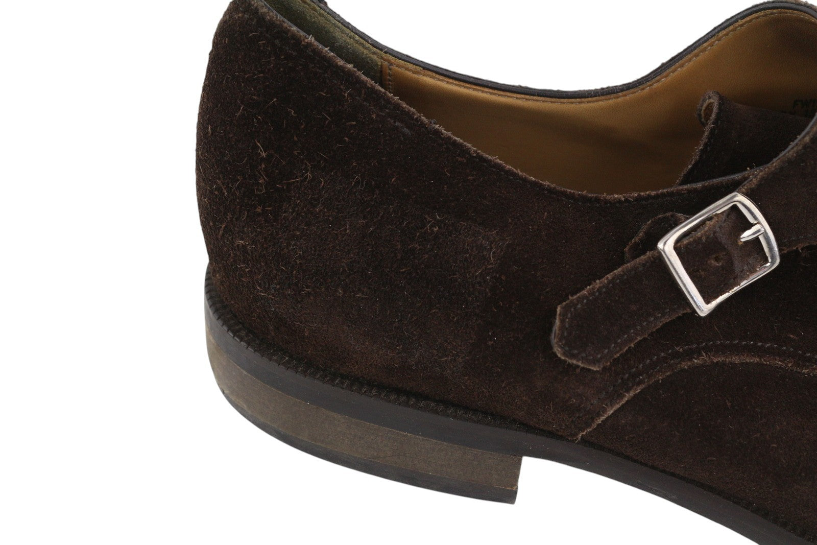 SUITSUPPLY Men Formal Shoes EU44 Brown Suede Leather Square Toe Double Monk