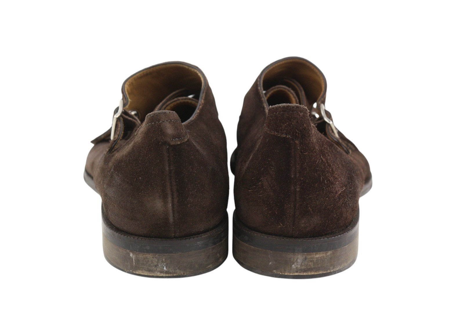 SUITSUPPLY Men Formal Shoes EU44 Brown Suede Leather Square Toe Double Monk