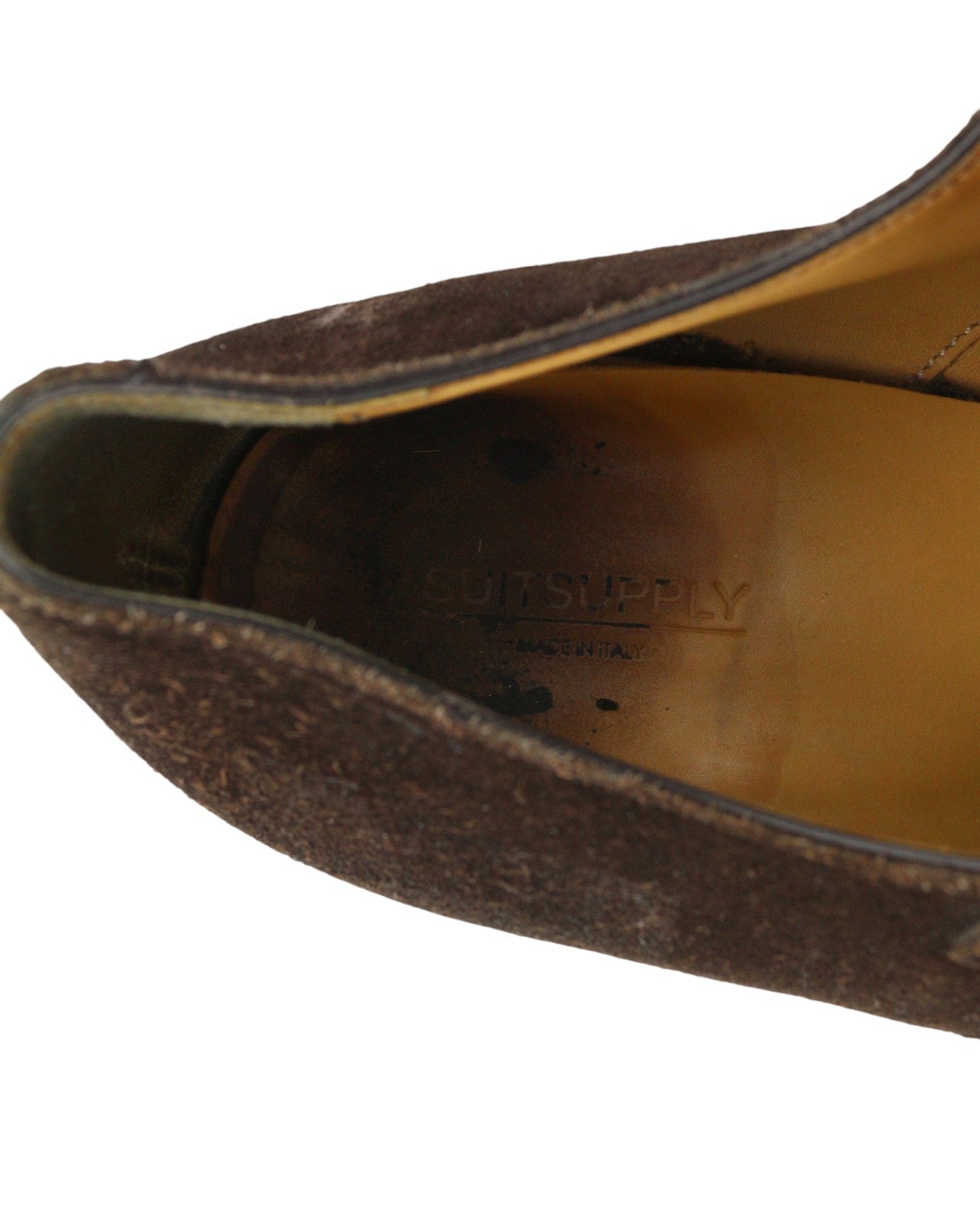 SUITSUPPLY Men Formal Shoes EU44 Brown Suede Leather Square Toe Double Monk