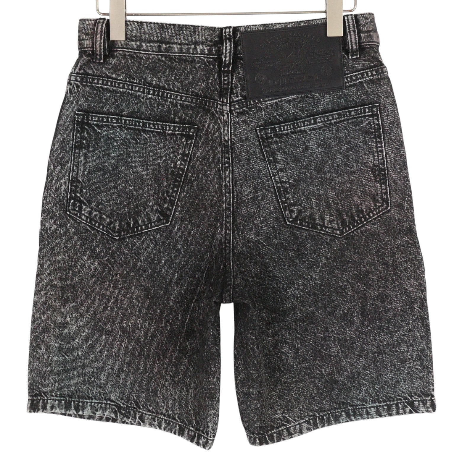 DIESEL D-Maxs-Sp Men Shorts W30 Denim Black Marbled Look Washed Buttons RRP€150