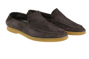 SUITSUPPLY Men Casual Shoes EU42 Brown Suede Leather Almond Toe Slip On Logo