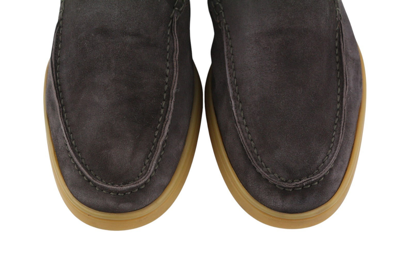 SUITSUPPLY Men Casual Shoes EU42 Brown Suede Leather Almond Toe Slip On Logo