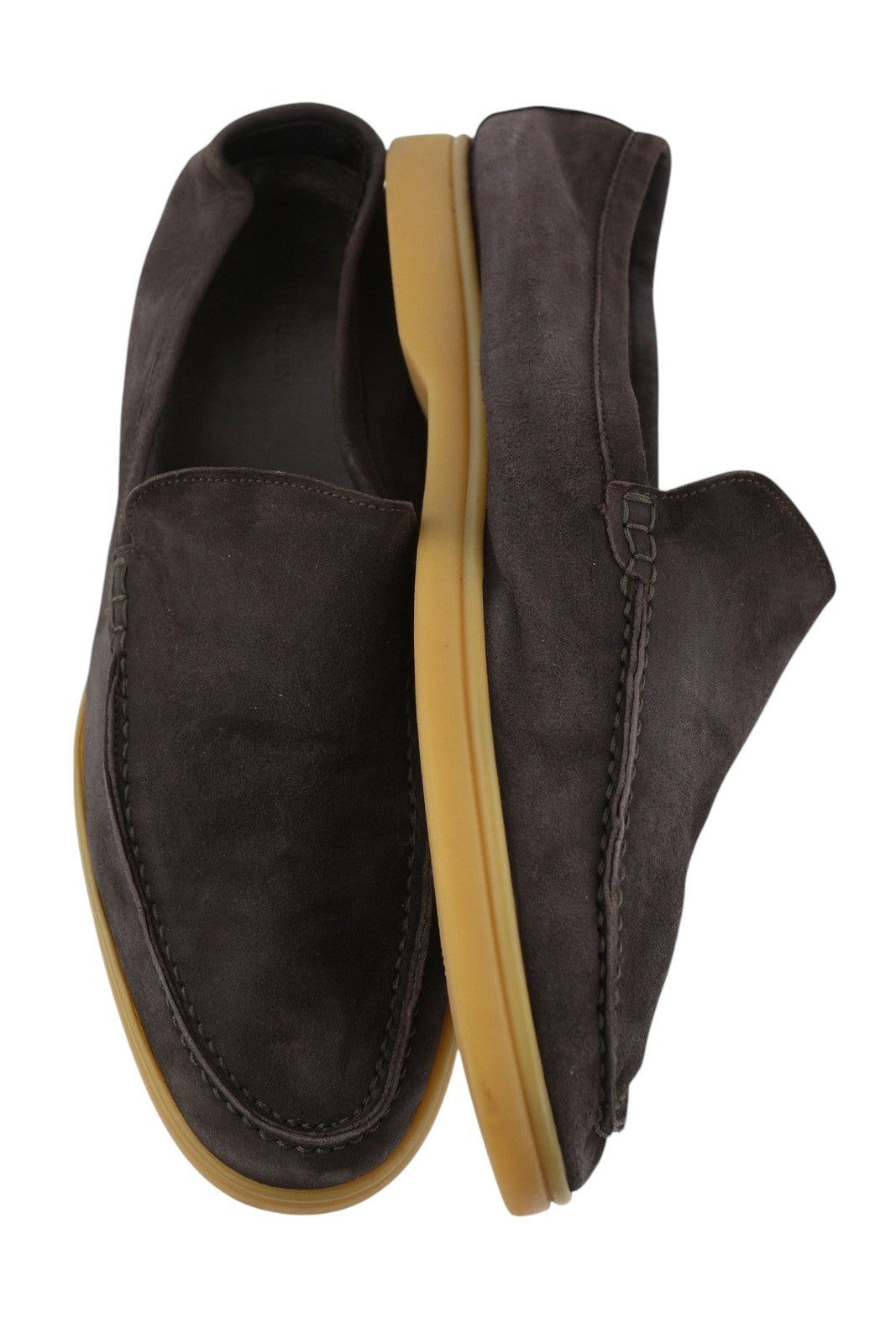 SUITSUPPLY Men Casual Shoes EU42 Brown Suede Leather Almond Toe Slip On Logo