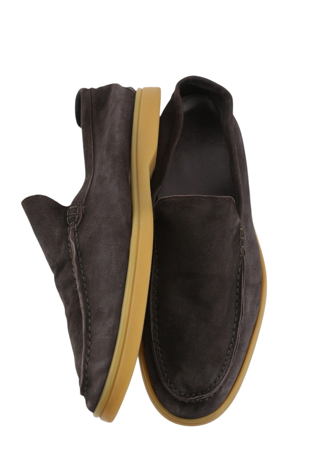 SUITSUPPLY Men Casual Shoes EU42 Brown Suede Leather Almond Toe Slip On Logo