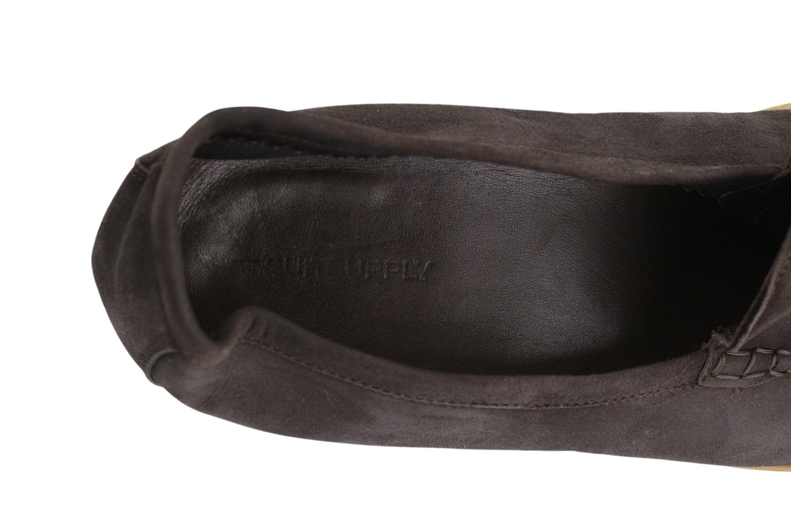 SUITSUPPLY Men Casual Shoes EU42 Brown Suede Leather Almond Toe Slip On Logo