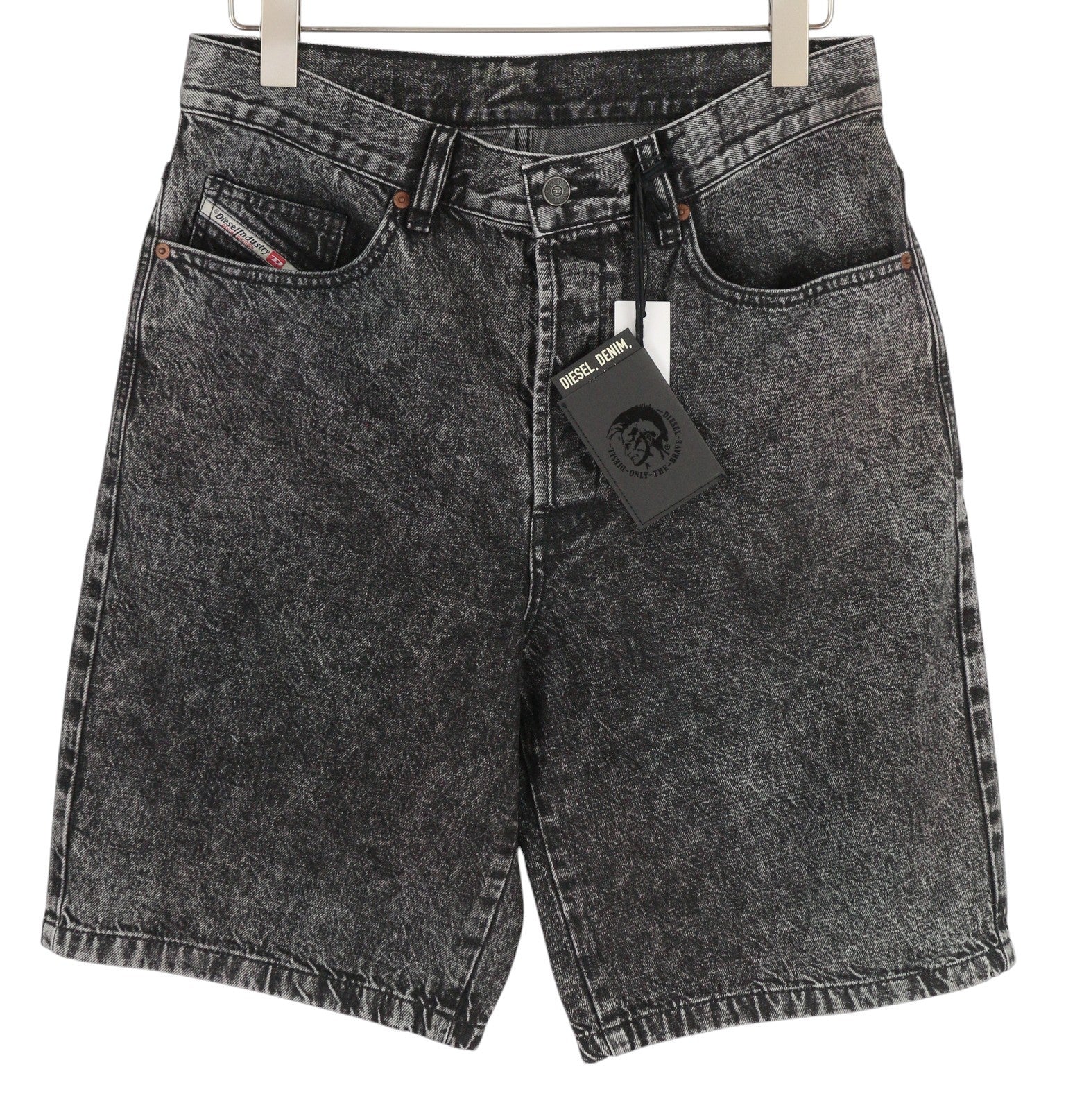 DIESEL D-Maxs-Sp Men Shorts W30 Denim Black Marbled Look Washed ButtonRRP€150