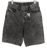 DIESEL D-Maxs-Sp Men Shorts W30 Denim Black Marbled Look Washed ButtonRRP€150