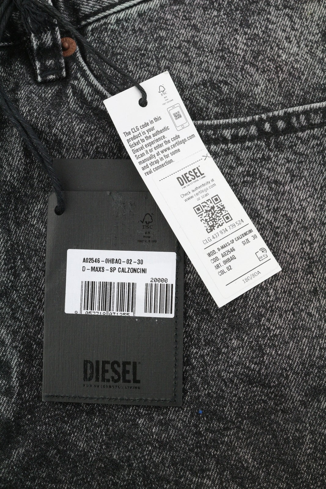 DIESEL D-Maxs-Sp Men Shorts W30 Denim Black Marbled Look Washed ButtonRRP€150