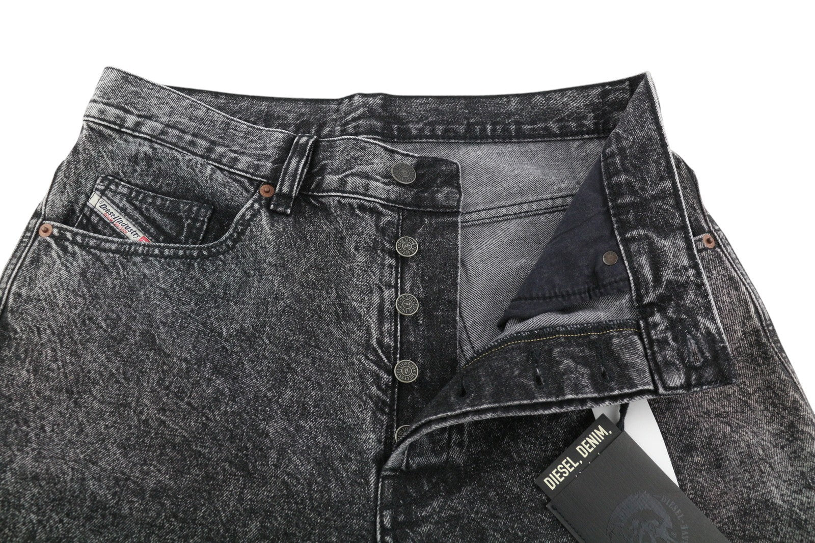 DIESEL D-Maxs-Sp Men Shorts W30 Denim Black Marbled Look Washed ButtonRRP€150