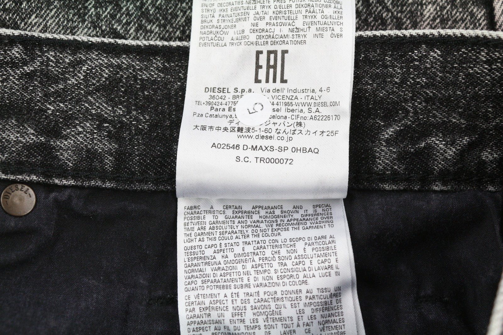 DIESEL D-Maxs-Sp Men Shorts W30 Denim Black Marbled Look Washed ButtonRRP€150