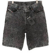 DIESEL D-Maxs-Sp Men Shorts W30 Denim Black Marbled Look Washed Button RRP€150