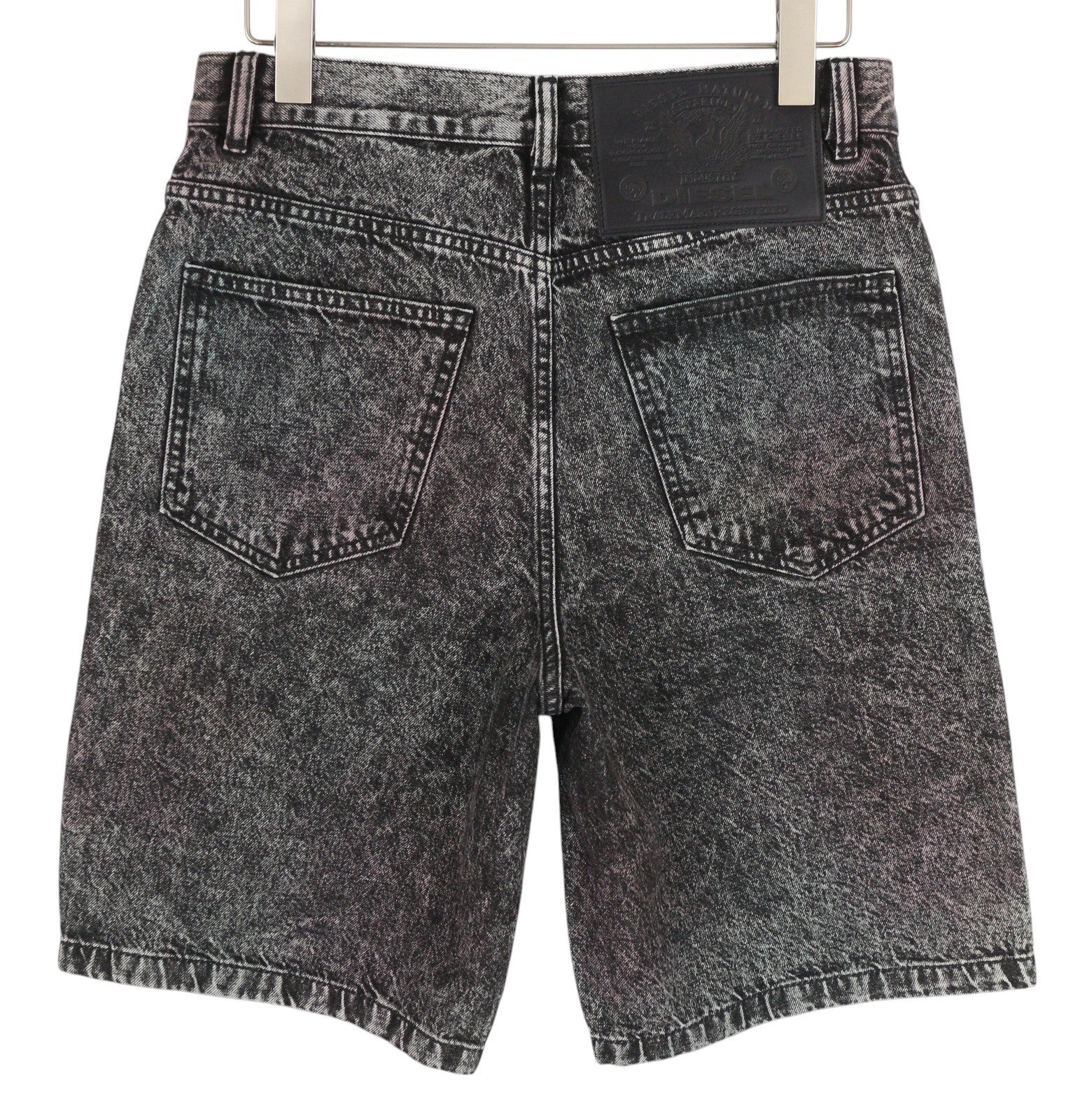 DIESEL D-Maxs-Sp Men Shorts W30 Denim Black Marbled Look Washed Button RRP€150