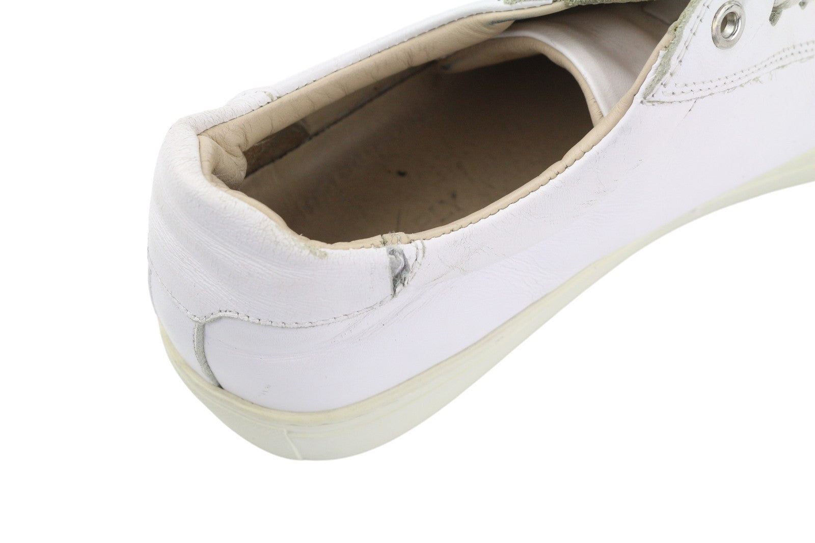 SUITSUPPLY FW1404 Men Sneakers EU42 White Leather Low Laced Almond Toe Trainers