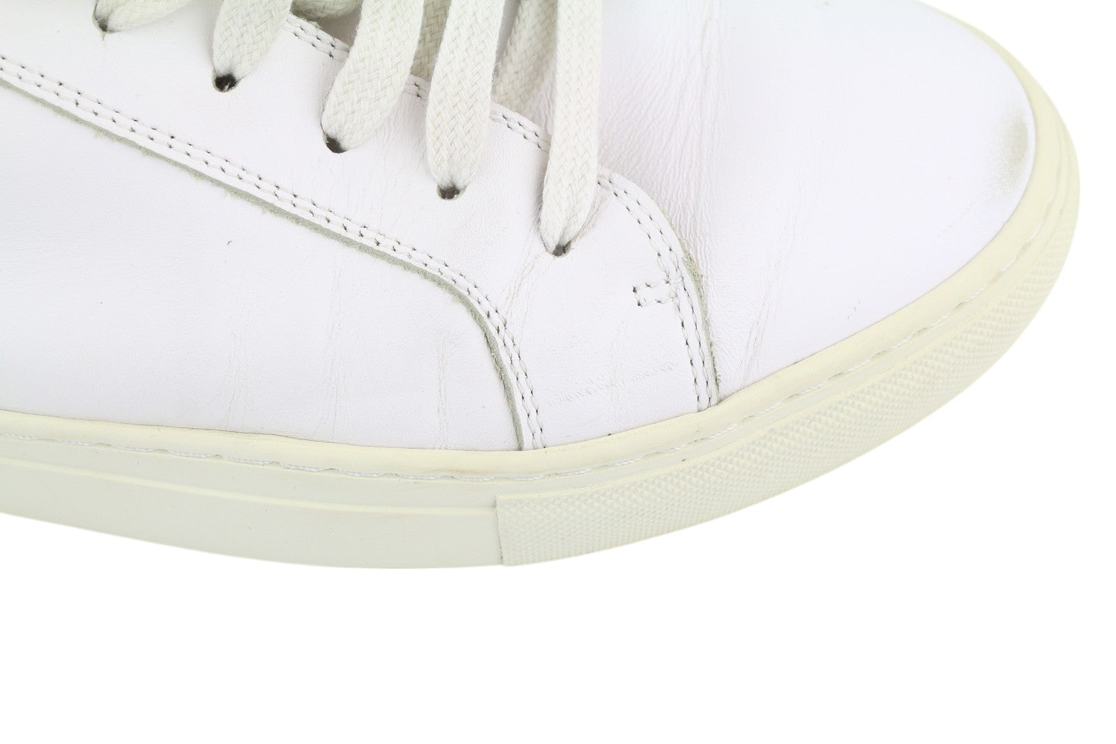 SUITSUPPLY FW1404 Men Sneakers EU42 White Leather Low Laced Almond Toe Trainers