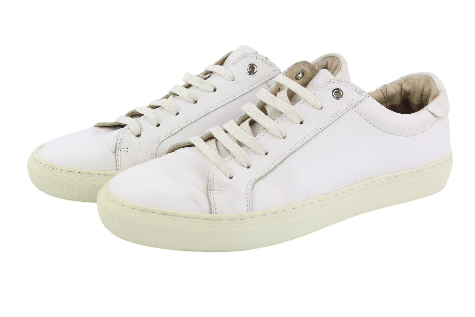 SUITSUPPLY FW1404 Men Sneakers EU42 White Leather Low Laced Almond Toe Trainers