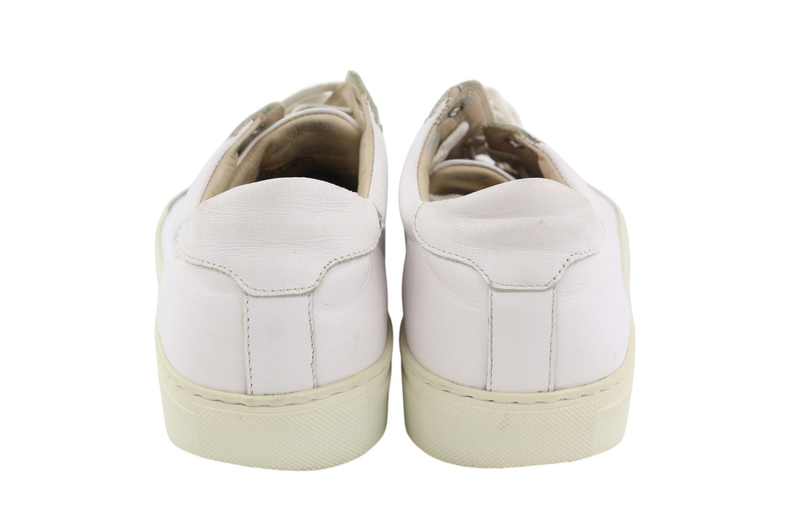 SUITSUPPLY FW1404 Men Sneakers EU42 White Leather Low Laced Almond Toe Trainers