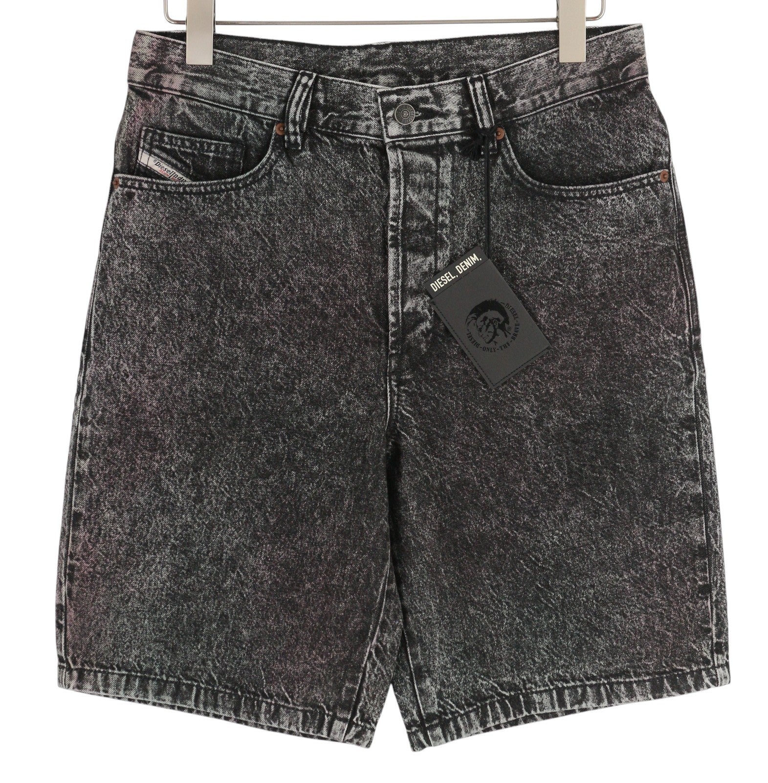 DIESEL D-Maxs-Sp Men Shorts W29 Denim Black Marbled Look Washed Buttoned RRP€150