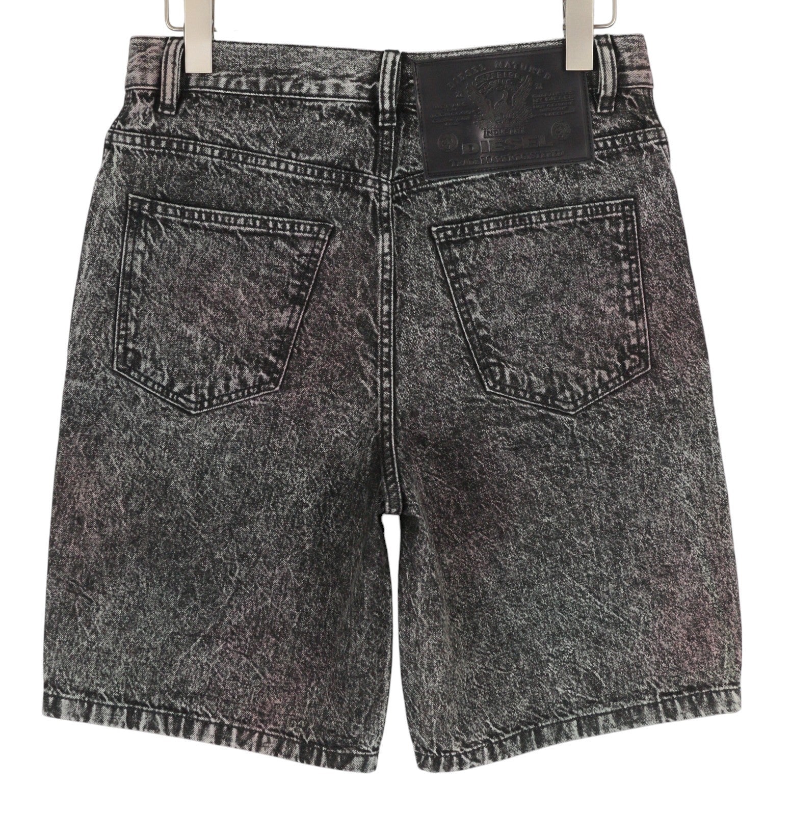 DIESEL D-Maxs-Sp Men Shorts W29 Denim Black Marbled Look Washed Buttoned RRP€150