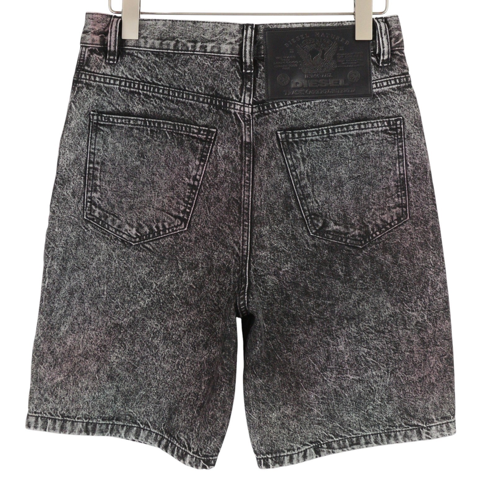 DIESEL D-Maxs-Sp Men Shorts W29 Denim Black Marbled Look Washed Button RRP€150
