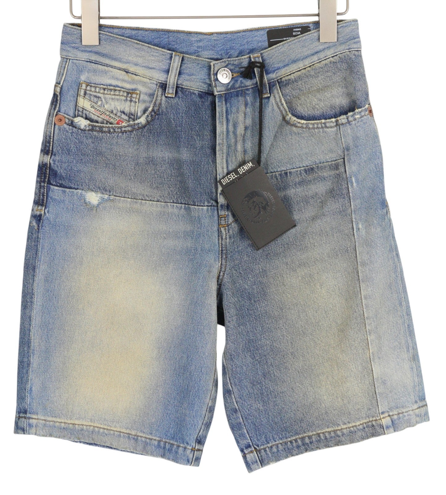 DIESEL D-Macs-Short T-SP 0NBAI Men Shorts W28 Denim Washed Blue Distress Logo