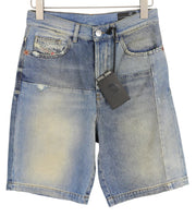 DIESEL D-Macs-Short T-SP 0NBAI Men Shorts W28 Denim Washed Blue Distress Logo
