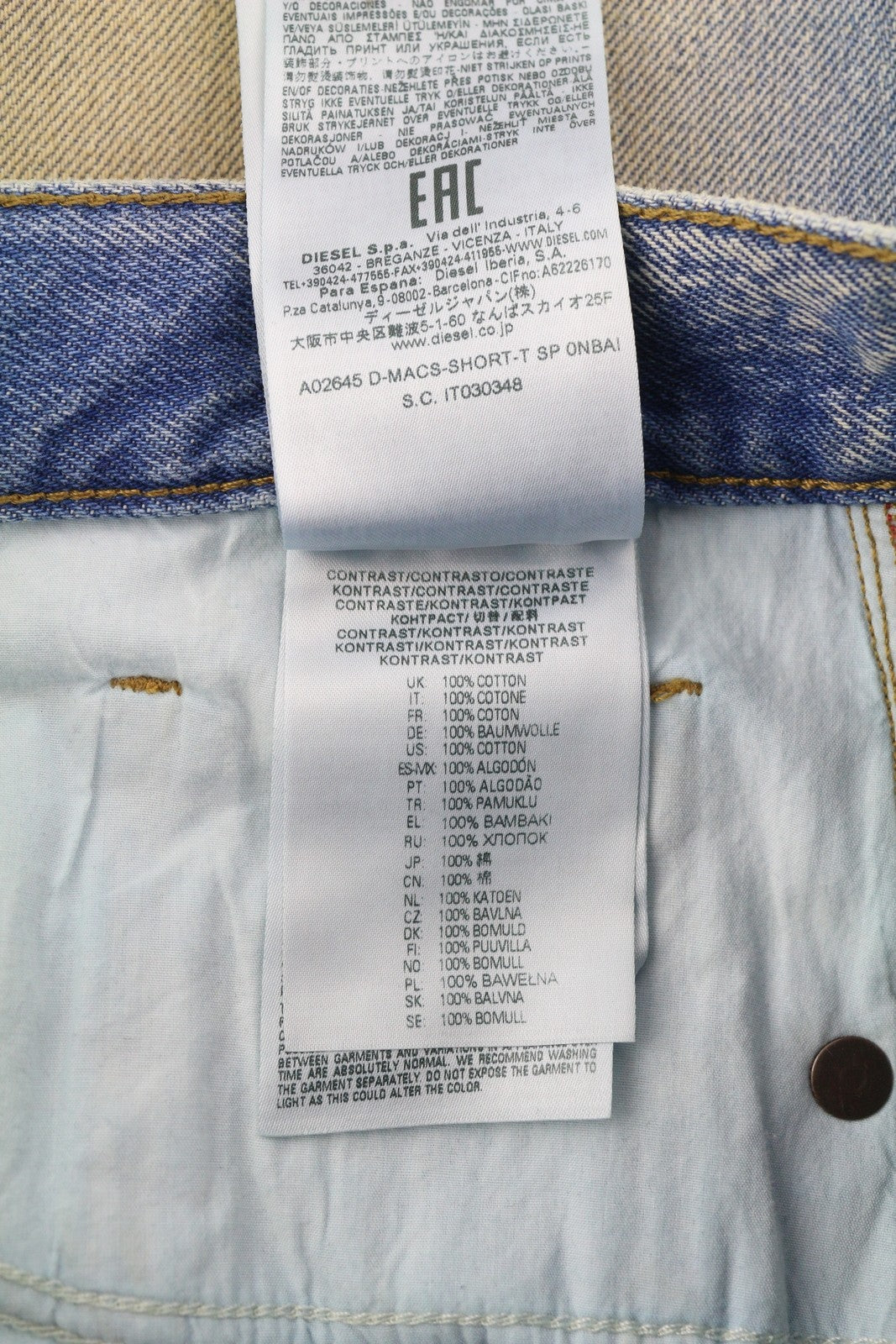 DIESEL D-Macs-Short T-SP 0NBAI Men Shorts W28 Denim Washed Blue Distress Logo