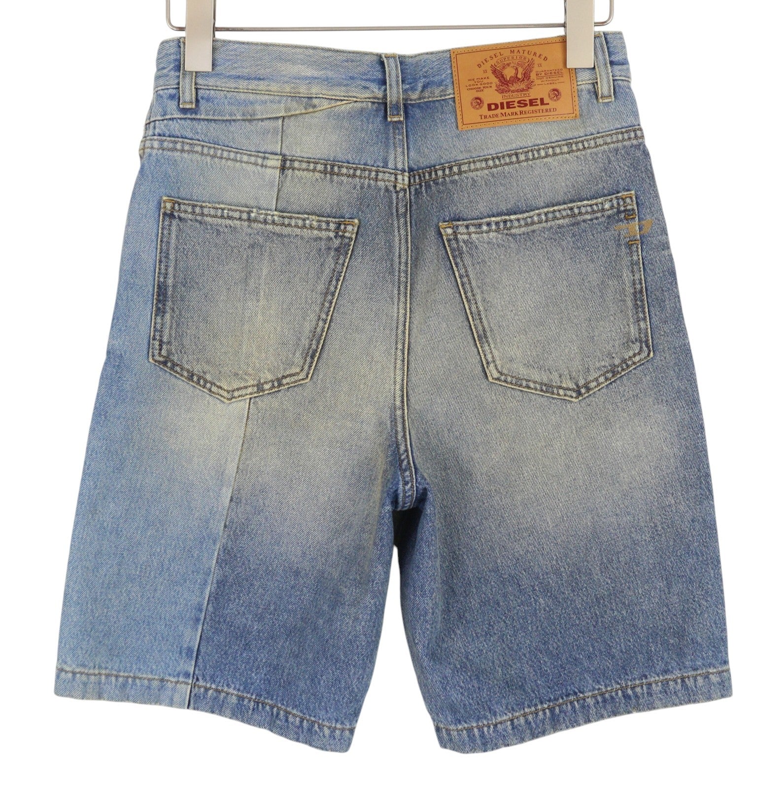 DIESEL D-Macs-Short T-SP 0NBAI Men Shorts W28 Denim Washed Blue Distress Logo