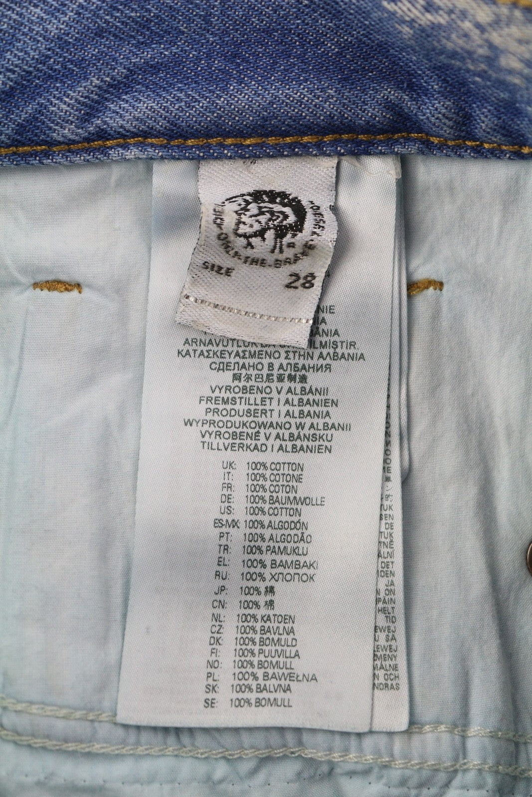 DIESEL D-Macs-Short T-SP 0NBAI Men Shorts W28 Denim Washed Blue Distress Logo